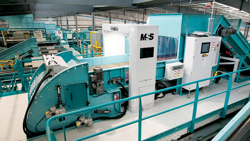 A side view of a MSS Vivid Air intelligent sorting machine in a MRF.