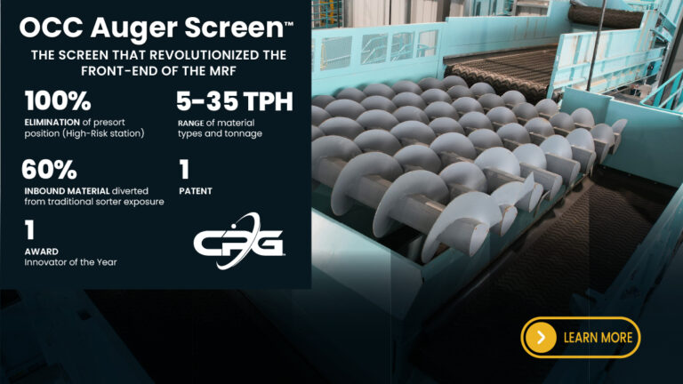 OCC Auger Screen recycling equipment with stats